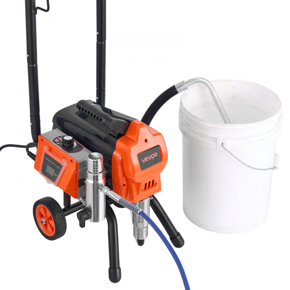 VEVOR Spruzzatore di Vernice Airless con Supporto 1500W 3300 PSI, Sistema di Spruzzatura della Vernice con Spazzola di Pulizia Tubo Flessibile Asta di Prolunga Ugelli, per Case, Edifici