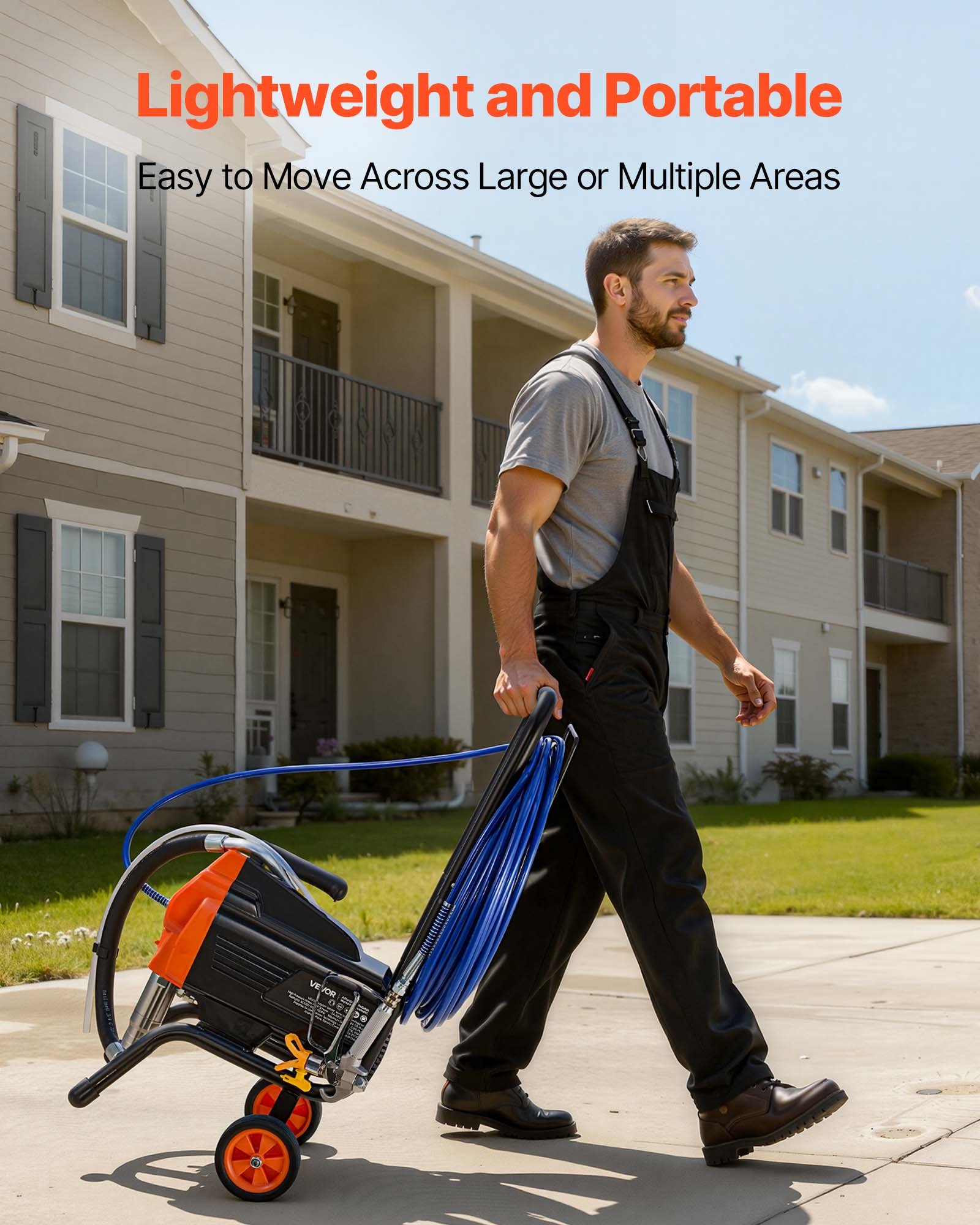 VEVOR Spruzzatore di Vernice Airless con Supporto 1500W 3300 PSI, Sistema di Spruzzatura della Vernice con Spazzola di Pulizia Tubo Flessibile Asta di Prolunga Ugelli, per Case, Edifici