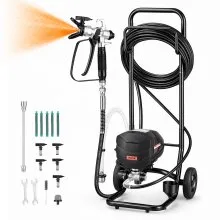 VEVOR Spruzzatore di Vernice Airless con Supporto 640 W 3000 PSI, Sistema di Spruzzatura della Vernice con Spazzola di Pulizia, Asta di Prolunga e Ugelli, Spruzzatore per Verniciatura Uso Domestico