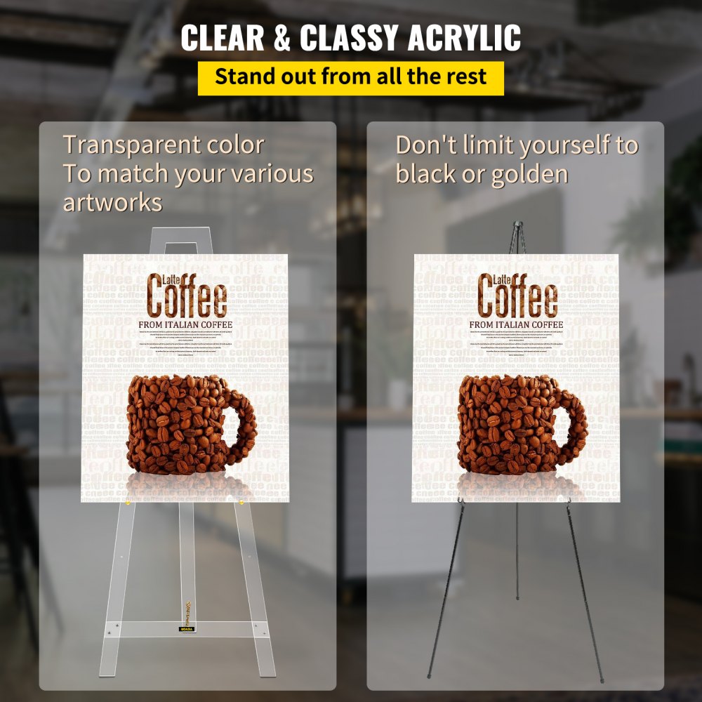 VEVOR Cavalletto da Pavimento a Treppiede Altezza da 147,3 cm Cavalletto Regolabile Trasparente in Acrilico per Esposizione Uso per Matrimoni Balli