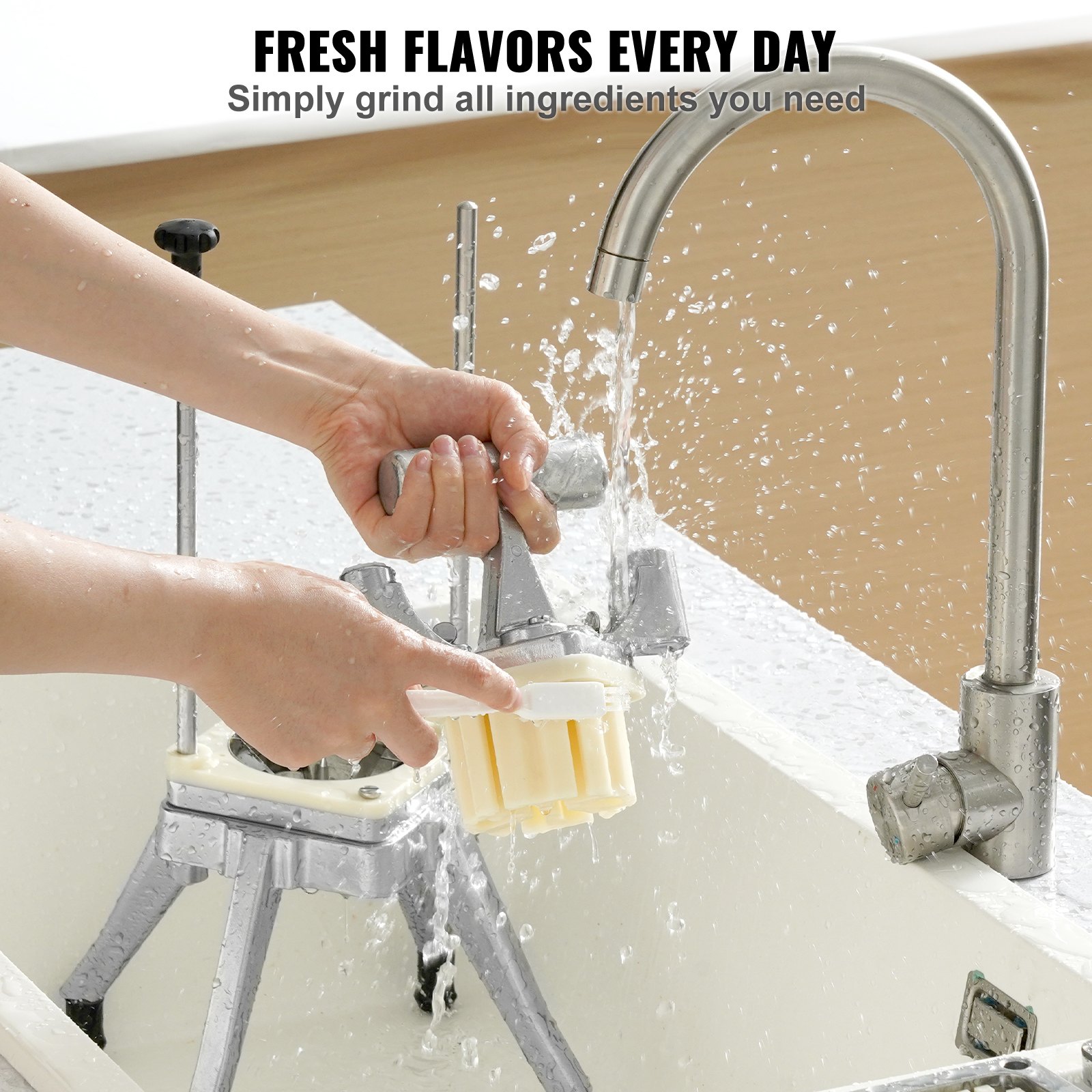 VEVOR Tritatutto Manuale Uso Commerciale Multifunzione in Acciaio Inox Lama 1/4 Pollici 0,64 cm, Tagliapatate Bastoncini di Frutta con 2 Lame di Ricambio, Tritaverdure Manuale Tritatutto per Frutte