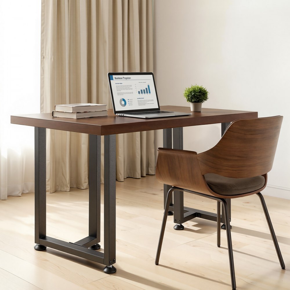 VEVOR Gambe per Tavolo in Acciaio, Gambe per Scrivania Smontabili a Forma di T con Tubo Quadrato, Design Modulare, Montaggio Semplice, Carico Max. 1000 kg, 74 x 45 cm, Set da 2, per Tavolo da Bar