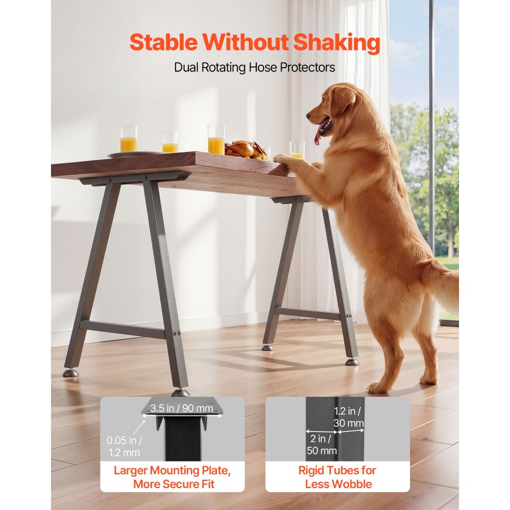 VEVOR Gambe per Tavolo in Acciaio, Gambe per Scrivania Smontabili, Design Modulare, Struttura a Forma di Trapezio, Facile da Montare, Carico Max. 1000 kg, per Tavoli da Caffè, 74x55 cm, 2 Pezzi, Nero