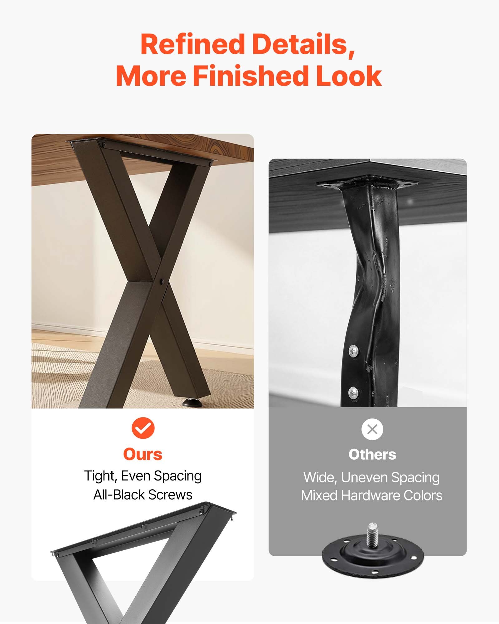 VEVOR Gambe per Tavolo in Acciaio, Gambe per Scrivania Smontabili, Design Modulare, Struttura a X Stabile, Facile da Montare, Carico Max. 1000 kg, 2 Pezzi, 75 x 76 cm, per Tavoli da Bar e da Lavoro