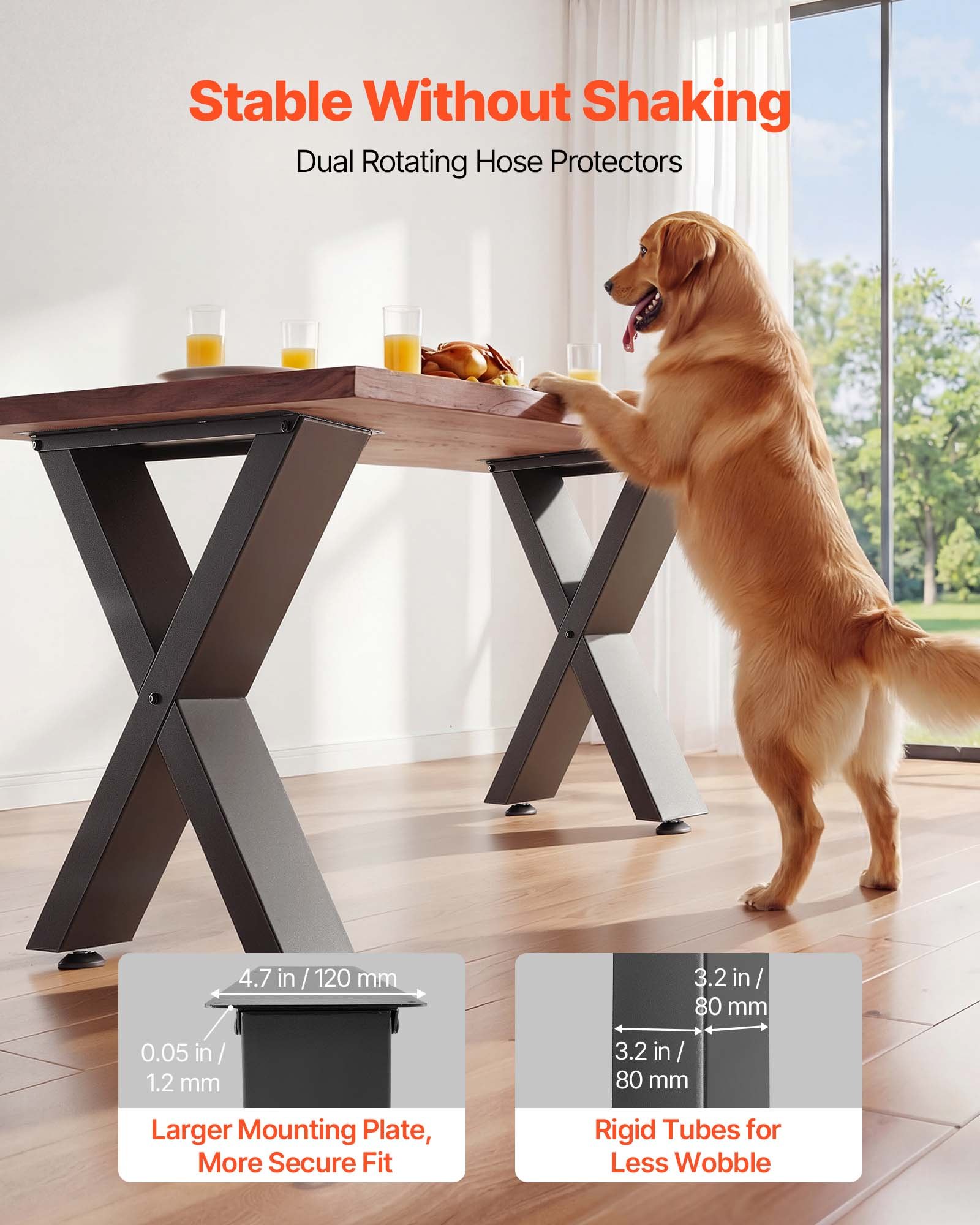 VEVOR Gambe per Tavolo in Acciaio, Gambe per Scrivania Smontabili, Design Modulare, Struttura a X, Facile da Montare, Carico Max. 1000 kg, per Tavoli da Caffè e da Lavoro, 75 x 79 cm, 2 Pezzi, Nero