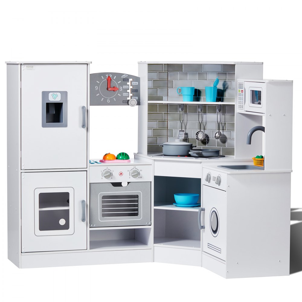 VEVOR Set di Giocattolo da Cucina ad Angolo per Bambini 24 Pezzi Bianco