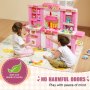 VEVOR Set da Cucina per Bambini 3-8 Anni, Cucina per Bambini 3 in 1 con Spruzzatore Simulato, Suoni e Luci, con Set di Accessori da Cucina 74 Pezzi per Bambini Piccoli, Bambini in Età Prescolare, Rosa