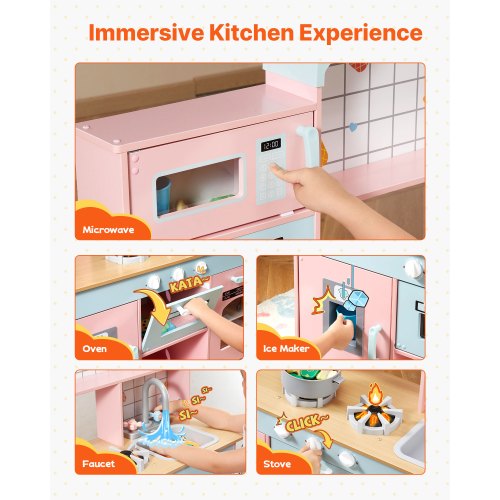 HERMORRYSS Cucina Giocattolo per Bambini, Accessori Cucina Bambini Legno, Biscotto da Tagliare Giocattolo con Adesivi, Giocattolo Educativo Montessori, Giochi di Ruolo per Ragazzi Ragazze 2 3 4