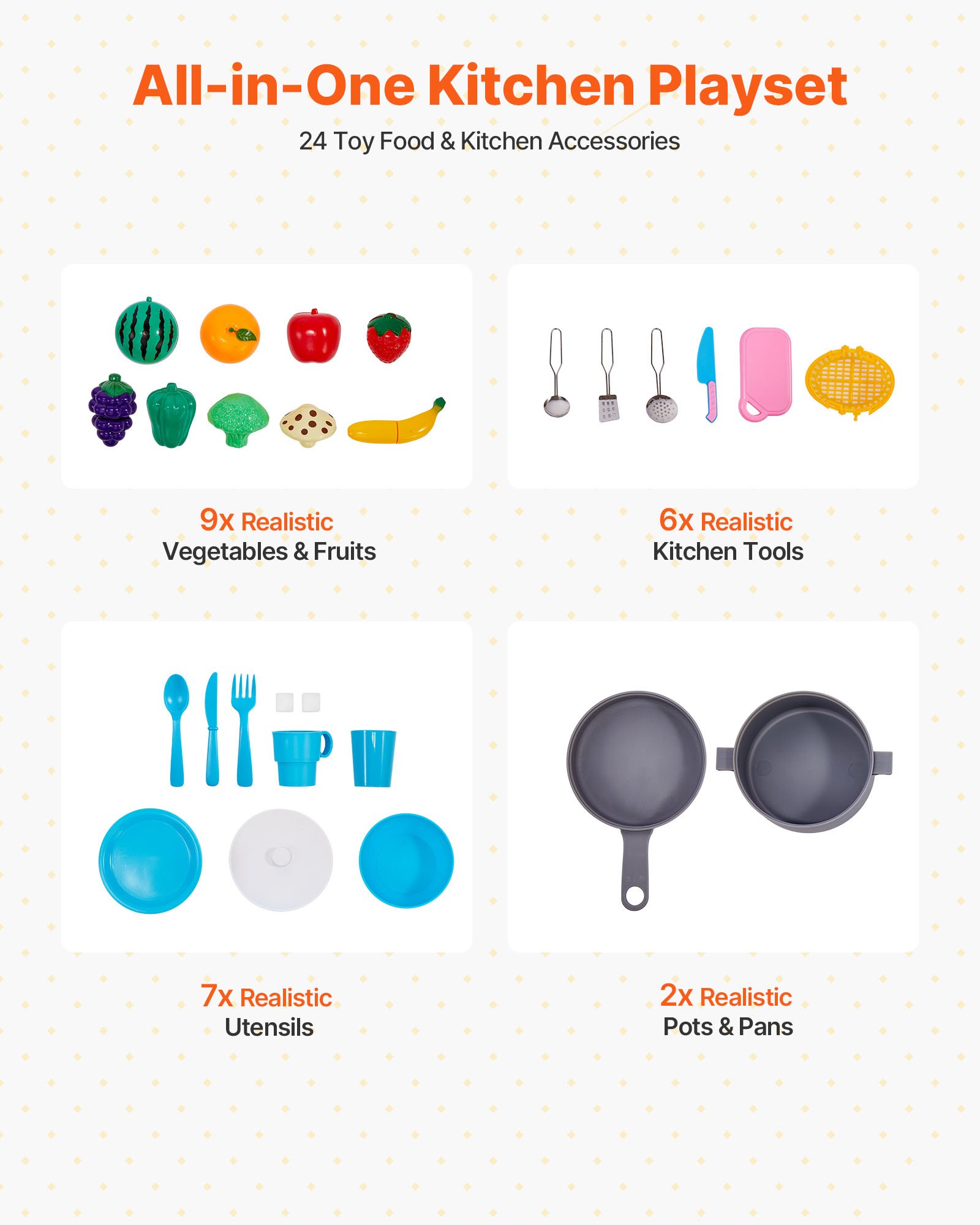 VEVOR Giocattolo Cucina per Bambini, Set Giocattolo da Cucina per Bambini in Legno con Luci Suoni Macchina per Ghiaccio Forno Lavello Microonde Frigorifero Utensili, Giocattolo Cucina, 24 pz, Rosa