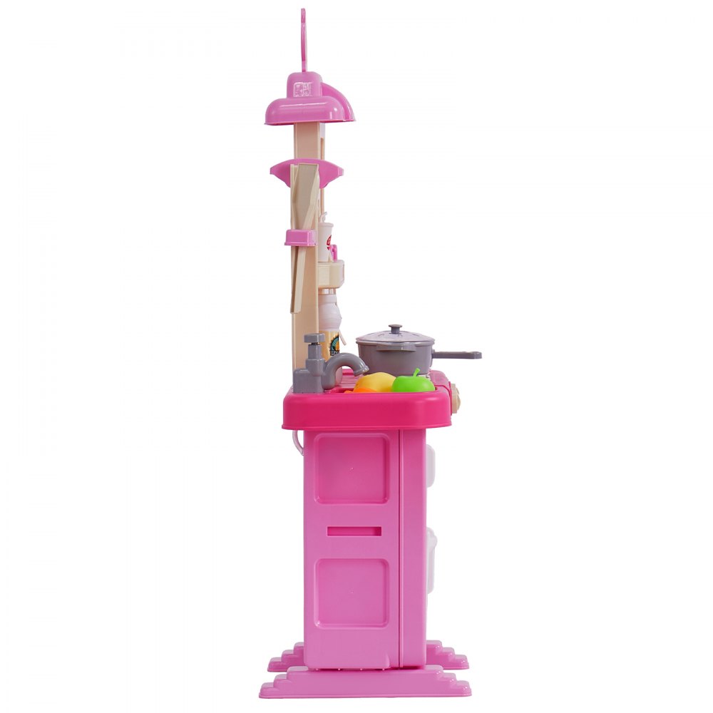 VEVOR Set da Cucina per Bambini da 3 a 5 Anni,  Set da Cucina da Gioco con Fornello con Vapore, Suoni e Luci, con Accessori da Cucina da 48 Pezzi per Bambini Piccoli, Bambini in Età Prescolare, Rosa