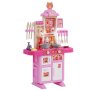 VEVOR Set da Cucina per Bambini da 3 a 5 Anni,  Set da Cucina da Gioco con Fornello con Vapore, Suoni e Luci, con Accessori da Cucina da 48 Pezzi per Bambini Piccoli, Bambini in Età Prescolare, Rosa