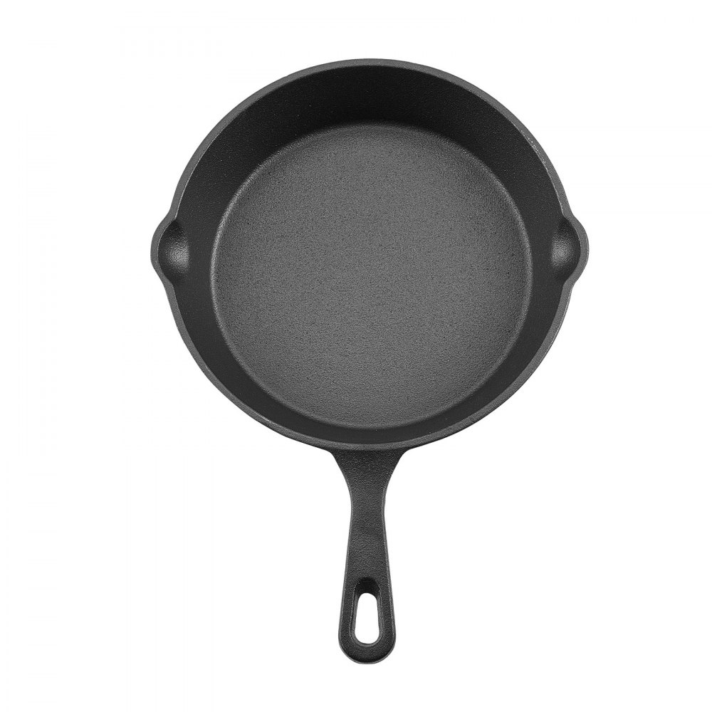 VEVOR Padella in Ghisa, Set di 4 Padelle Antiaderenti (155, 205, 260, 305 mm), con Manico in Silicone Resistente al Calore, Padella da Chef Pre-Trattata, Pentole da Cucina per Gas, Elettrico, Nero