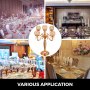 Candeliere Candelabro A 5 Braccia Portacandele Per Matrimonio Altezza 66cm Oro