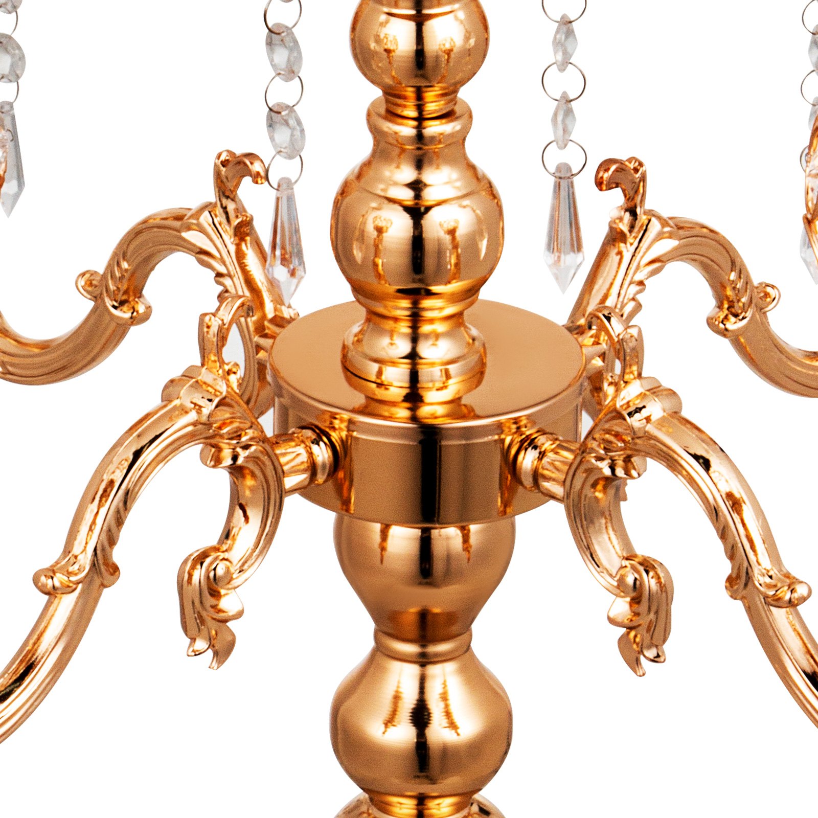 Candeliere Candelabro A 5 Braccia Portacandele Per Matrimonio Altezza 66cm Oro