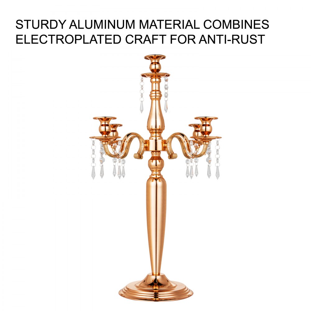 Candeliere Candelabro A 5 Braccia Portacandele Per Matrimonio Altezza 64cm  Oro