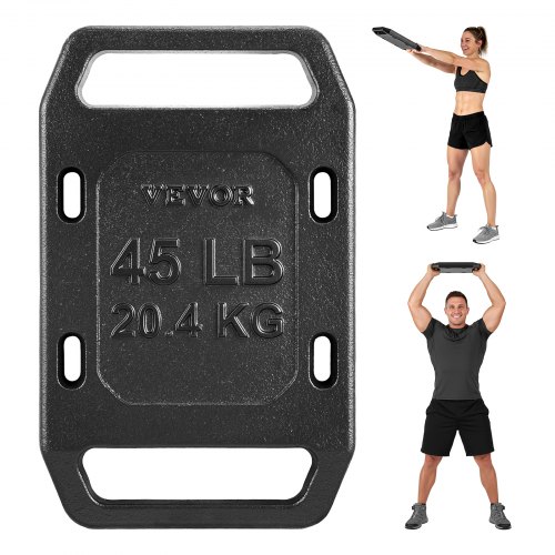 VEVOR Peso per Zaino da Trekking Allenamento Forza Jogging 20,4 kg Singolo Piastra di Peso in Ghisa, con Maniglia Liscia, Finitura Testurizzata per Cross Training, Esercizio Fisico, Swing, Rucking