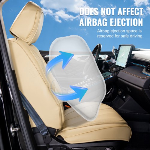 GIOVANNI BUTTI Coprisedili universali per auto e SUV – Premium coprisedili anteriori in pelle, Beige, supporto airbag, protezione per auto, set completo incluso kit di montaggio