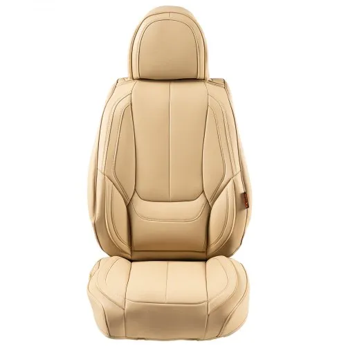 Coprisedili Universali In Similpelle Beige Per Auto E SUV, Compatibili Con Airbag, Con Tasche Posteriori E Kit Di Montaggio