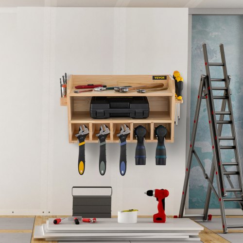 YYR Organizer A Parete Per Utensili Elettrici – 3 Livelli, 8 Slot, Ripiano Per Ricarica, Per Garage E Officina, 81 Cm - 3