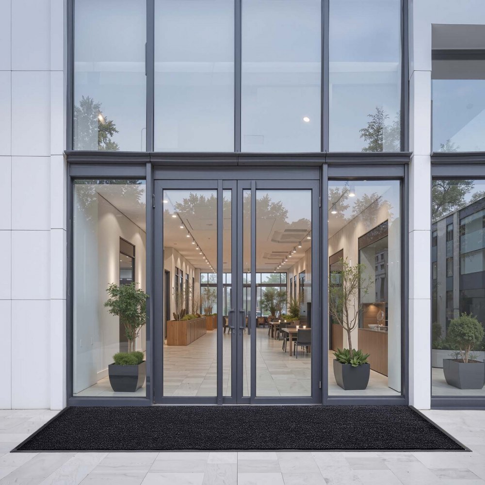 VEVOR Zerbino per Ingresso, 3048 x 914 mm, Tappetino per Interni ed Esterni, Tappeto Industriale a Righe con Supporto, Tappeto d'Ingresso Lavabile Resistente per Corridoio, Balcone, Grigio