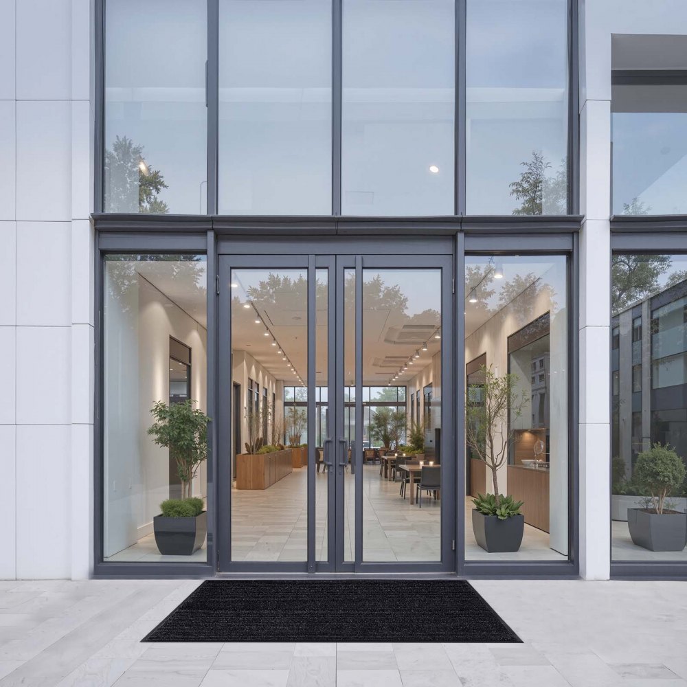 VEVOR Zerbino per Ingresso, 1524 x 914 mm, Tappetino per Interni ed Esterni, Tappeto Industriale a Righe con Supporto, Tappeto d'Ingresso Lavabile Resistente per Corridoio, Balcone, Grigio