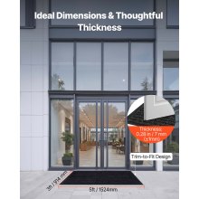 VEVOR Zerbino per Ingresso, 1524 x 914 mm, Tappetino per Interni ed Esterni, Tappeto Industriale a Righe con Supporto, Tappeto d'Ingresso Lavabile Resistente per Corridoio, Balcone, Grigio