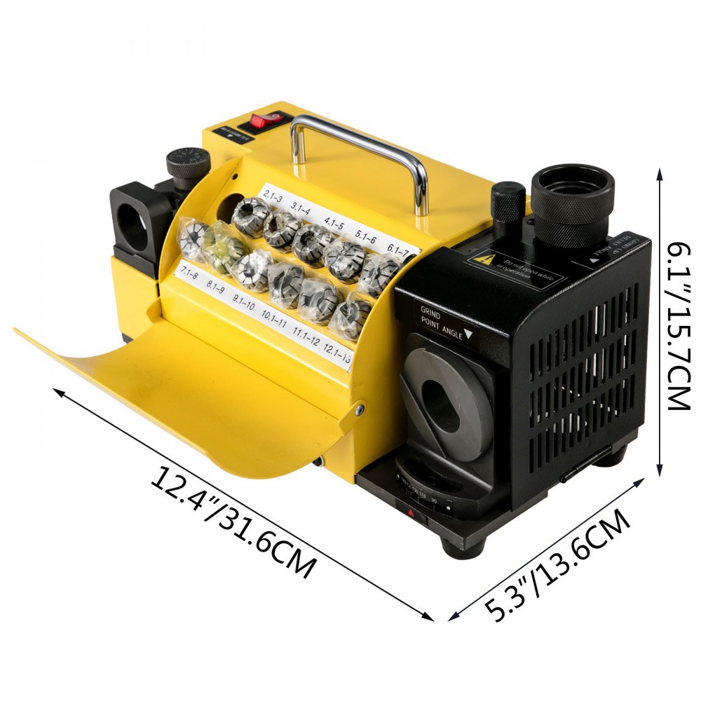 VEVOR Macchina per Affilare MR-13A Affilatrice per Smerigliatrice Colore Giallo Nero 120W Affilatrice per Punte da Trapano 220V Fresa per Riaffilatu