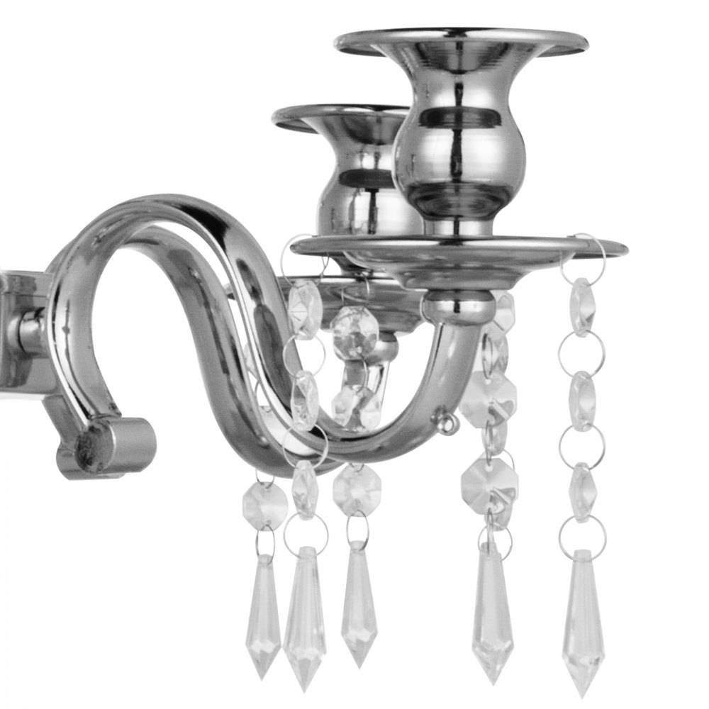 Candeliere Candelabro A 5 Braccia Portacandele Matrimonio Altezza 64cm Argento