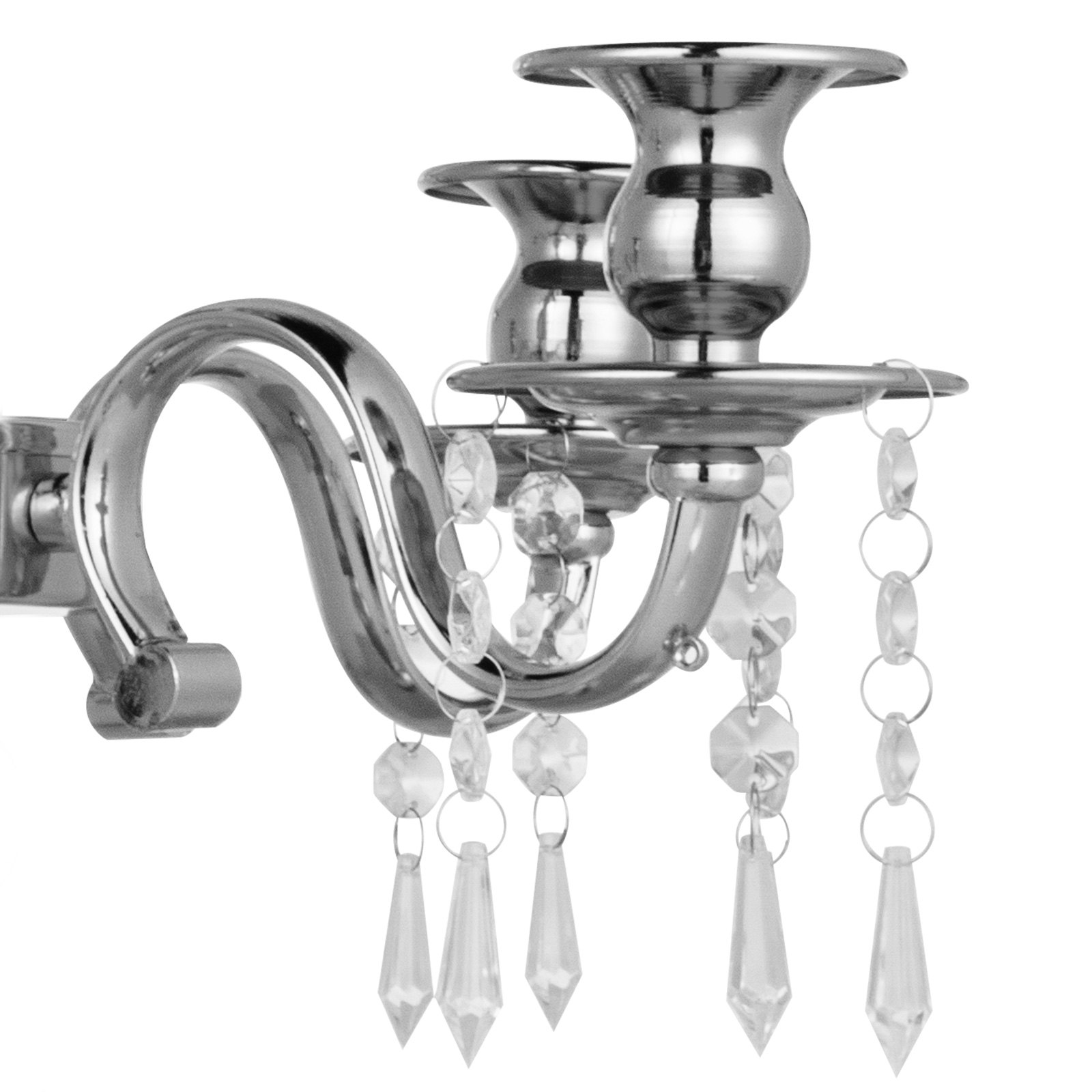 Candeliere Candelabro A 5 Braccia Portacandele Matrimonio Altezza 64cm Argento