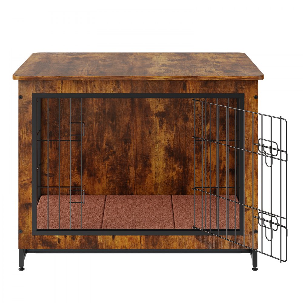VEVOR Gabbia per Cani 82,6x55,6x64 cm Moderna Gabbia per Cane in Legno Tavolino Portaoggetti Uso Interno Doppia Porta Vassoio Facile Montaggio per Cani Capacità Max. 20 kg, Gabbia Cani Marrone Rustico