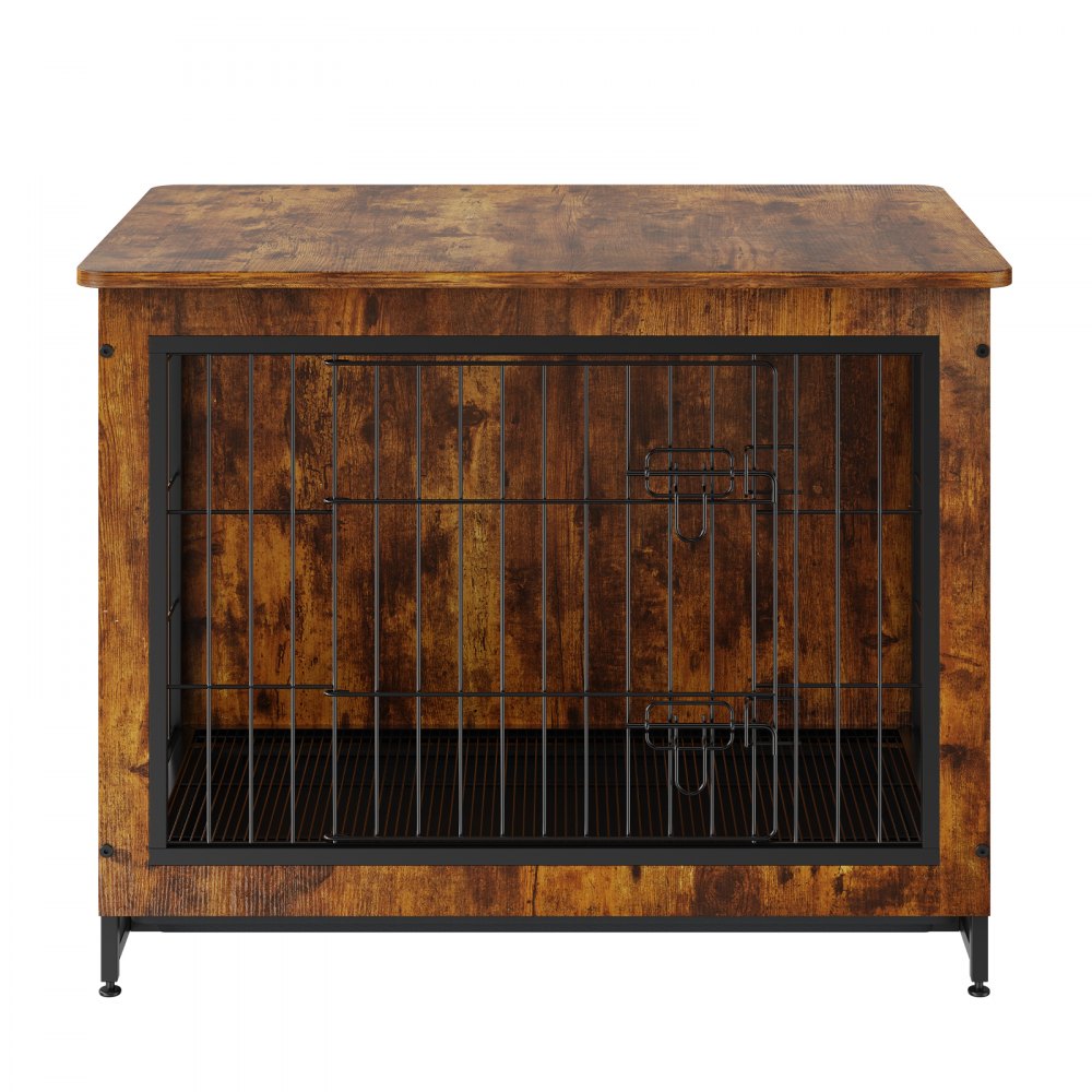 VEVOR Gabbia per Cani 82,6x55,6x64 cm Moderna Gabbia per Cane in Legno Tavolino Portaoggetti Uso Interno Doppia Porta Vassoio Facile Montaggio per Cani Capacità Max. 20 kg, Gabbia Cani Marrone Rustico
