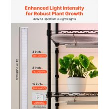 VEVOR Scaffale per Piante con Luce di Coltivazione, 6 Livelli Espositore per Piante Alte 180 cm con Ruote e Timer, Luci di Coltivazione a LED a 3 Colori da 150 W, per l'Avvio dei Semi