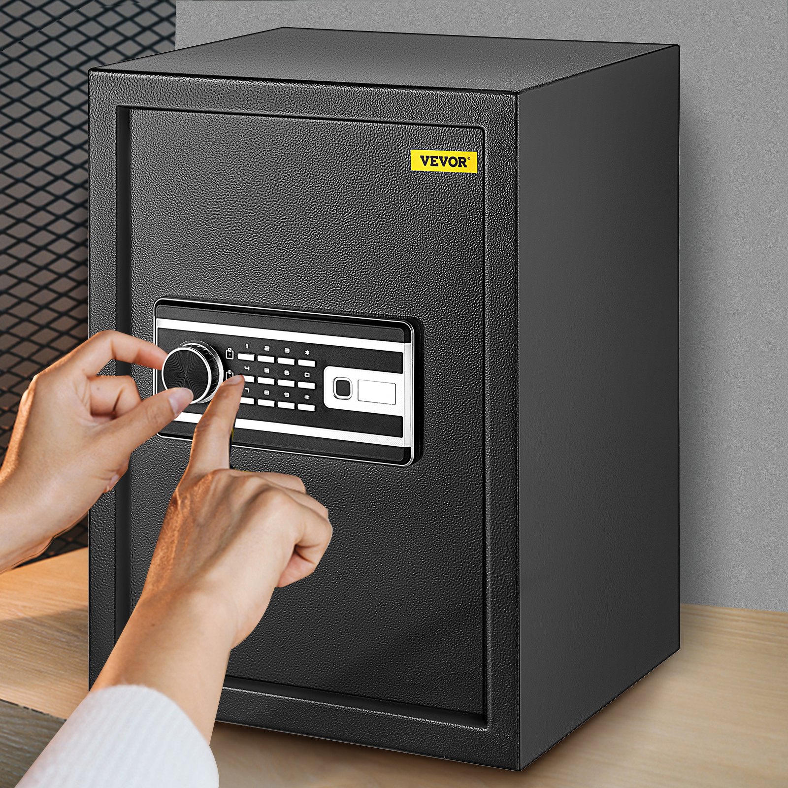 VEVOR Cassaforte con Sensore Impronte Digitali e Tastiera Digitale 35 x 47 x 30 cm, Cassetta di Sicurezza con Impronte Digitale Portata 17 kg, Cassetta Sicurezza Portatile Adatto a Qualsiasi Ambiente