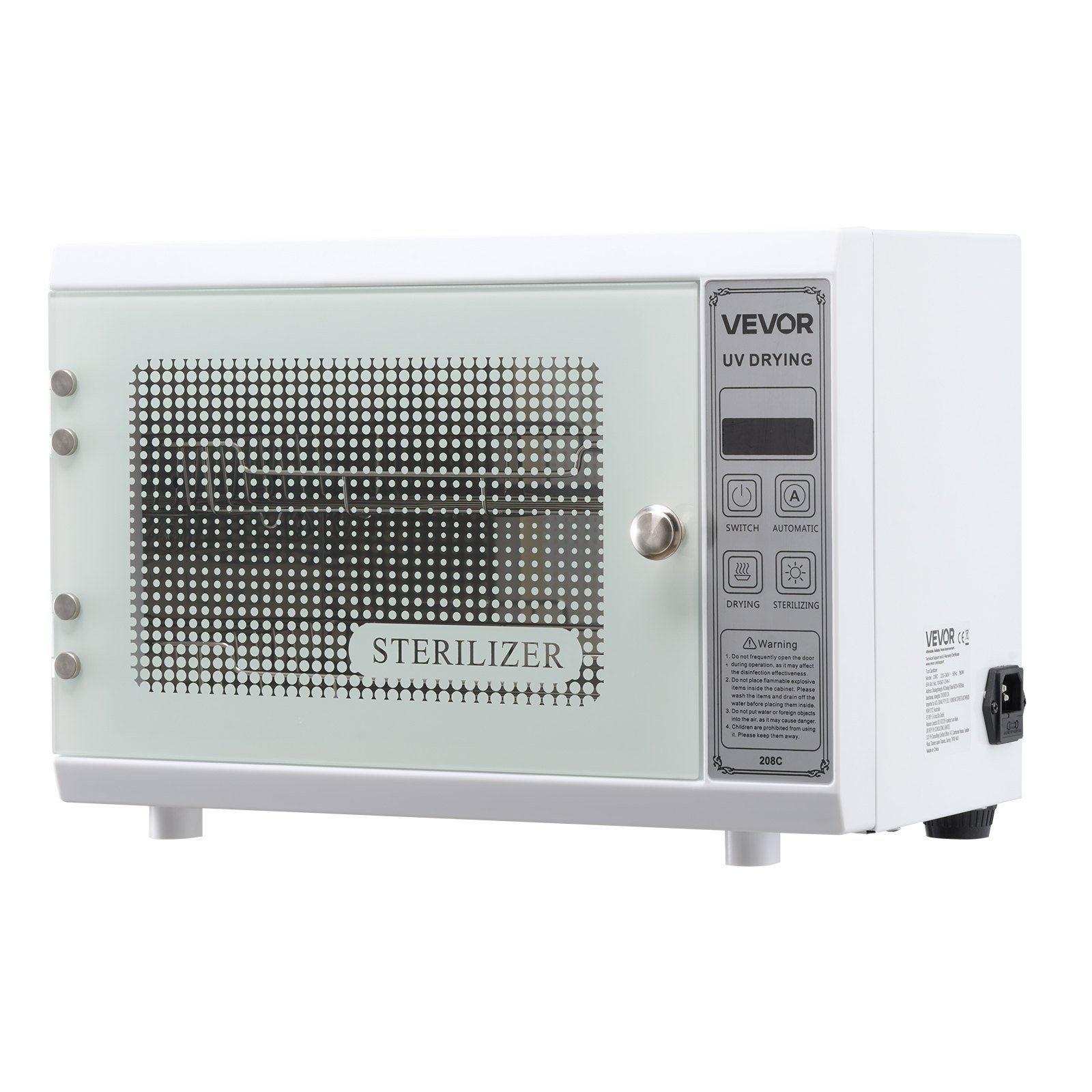 VEVOR Sterilizzatore per Utensili da Manicure, Capacità 12 L Potenza 160 W Contenitore Multifunzionale per Pulizia degli Utensili, Lunghezza d'Onda di 185 nm per Laboratori, Centri Estetici, Bianco