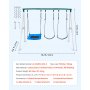 VEVOR Altalena da Giardino Telaio in Metallo a Forma di A per Bambini da Giardino 3 Posti Carico max 318 kg Seduta 110 x 80 cm, Altalena da Esterno Cortile Parco Gioco per Bambini Capienza 3 Persone