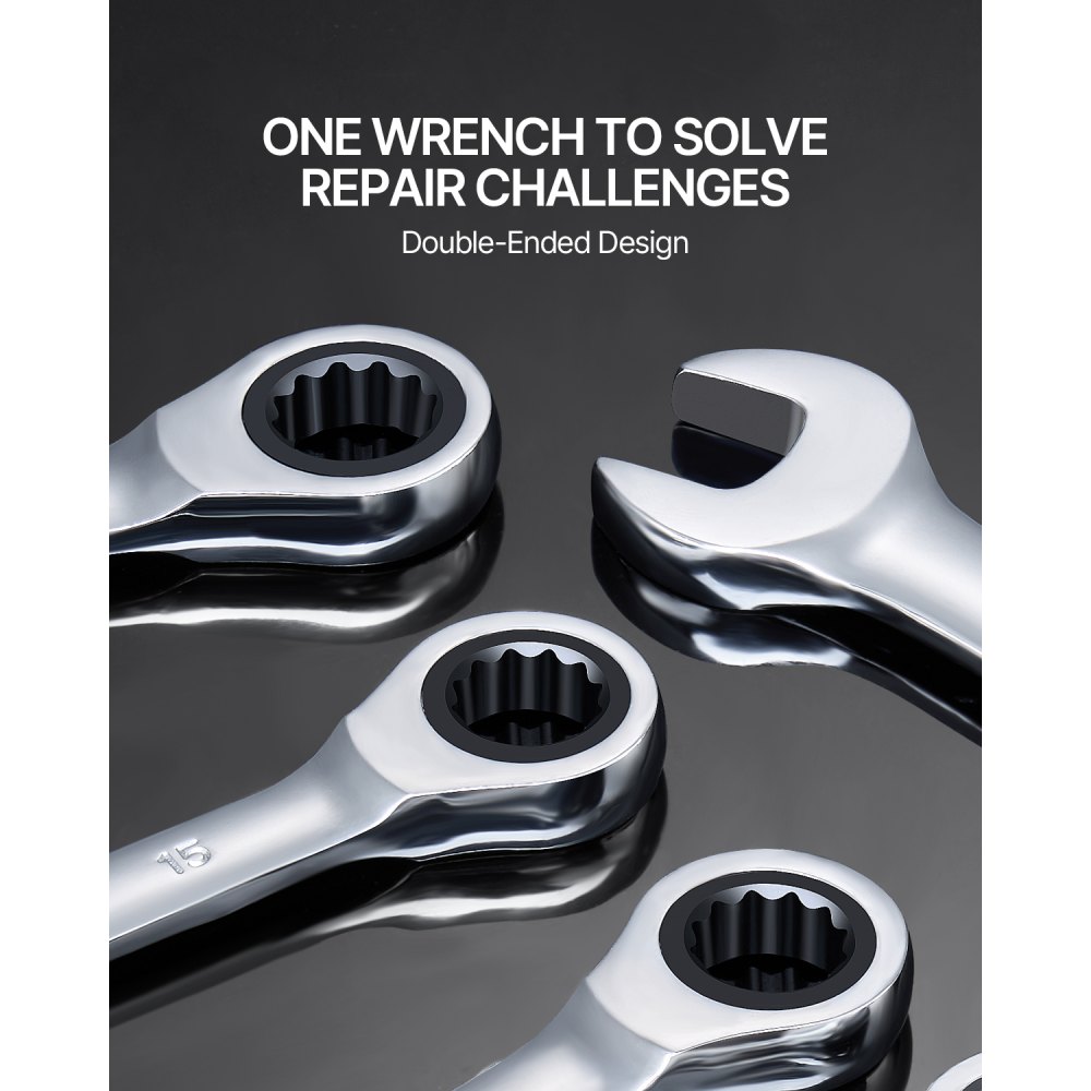 VEVOR Set di Chiavi Combinate da 30 Pezzi, Set di Chiavi a Cricchetto con Organizzatore per Rack, Set di Chiavi in ​​Acciaio Cr-V SAE 1/4" a 1" Sistema Metrico 8 mm a 24 mm per Officina, Emergenza