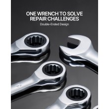 VEVOR Set di Chiavi Combinate da 30 Pezzi, Set di Chiavi a Cricchetto con Organizzatore per Rack, Set di Chiavi in ​​Acciaio Cr-V SAE 1/4" a 1" Sistema Metrico 8 mm a 24 mm per Officina, Emergenza