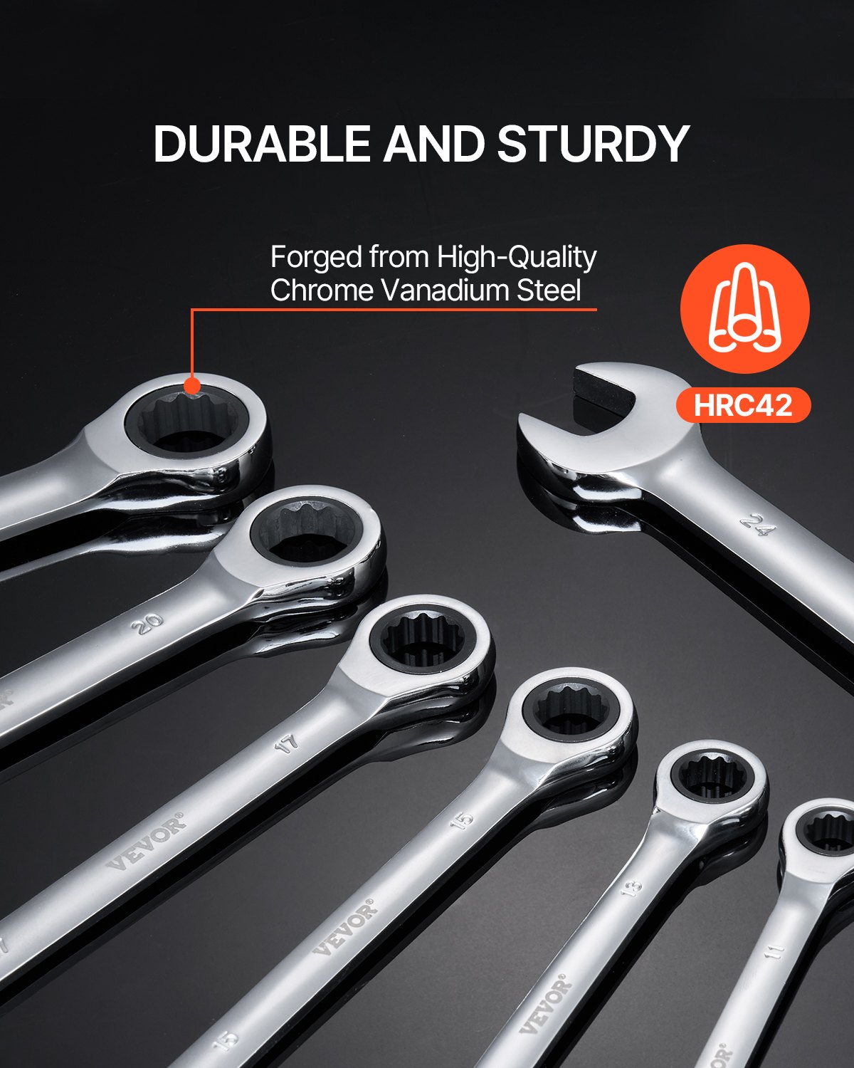 VEVOR Set di Chiavi Combinate da 30 Pezzi, Set di Chiavi a Cricchetto con Organizzatore per Rack, Set di Chiavi in ​​Acciaio Cr-V SAE 1/4" a 1" Sistema Metrico 8 mm a 24 mm per Officina, Emergenza