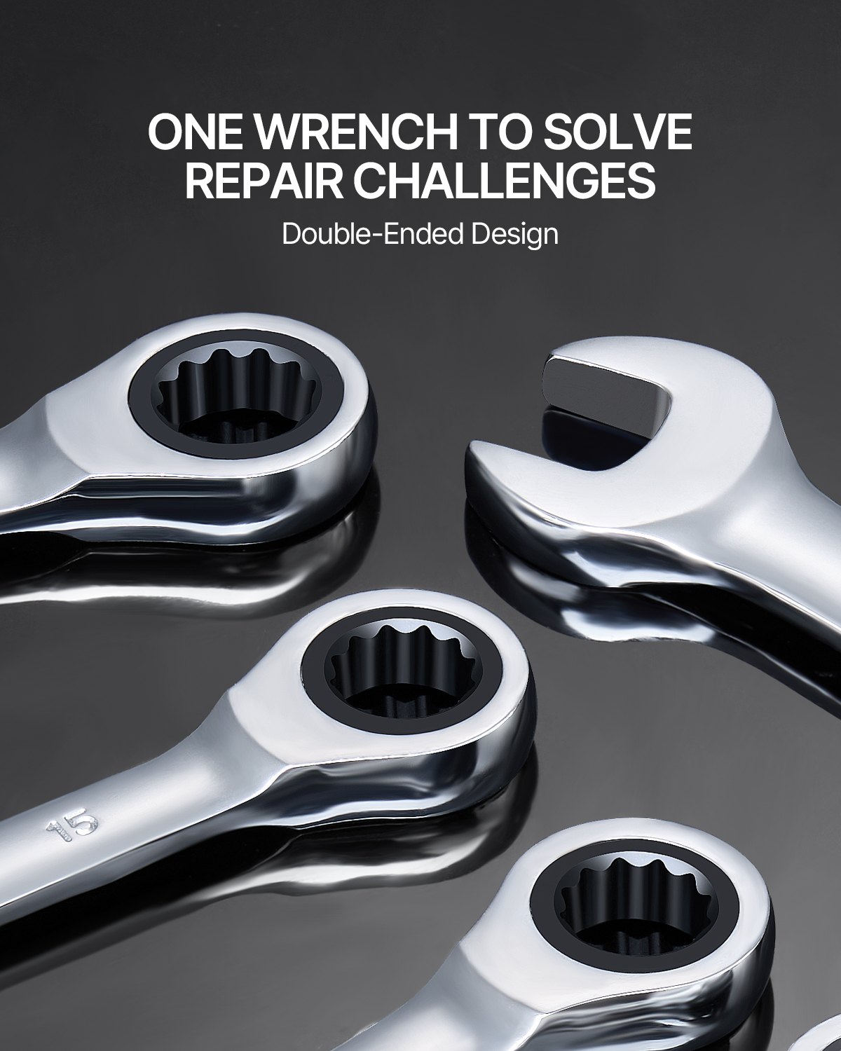 VEVOR Set di Chiavi Combinate da 30 Pezzi, Set di Chiavi a Cricchetto con Organizzatore per Rack, Set di Chiavi in ​​Acciaio Cr-V SAE 1/4" a 1" Sistema Metrico 8 mm a 24 mm per Officina, Emergenza