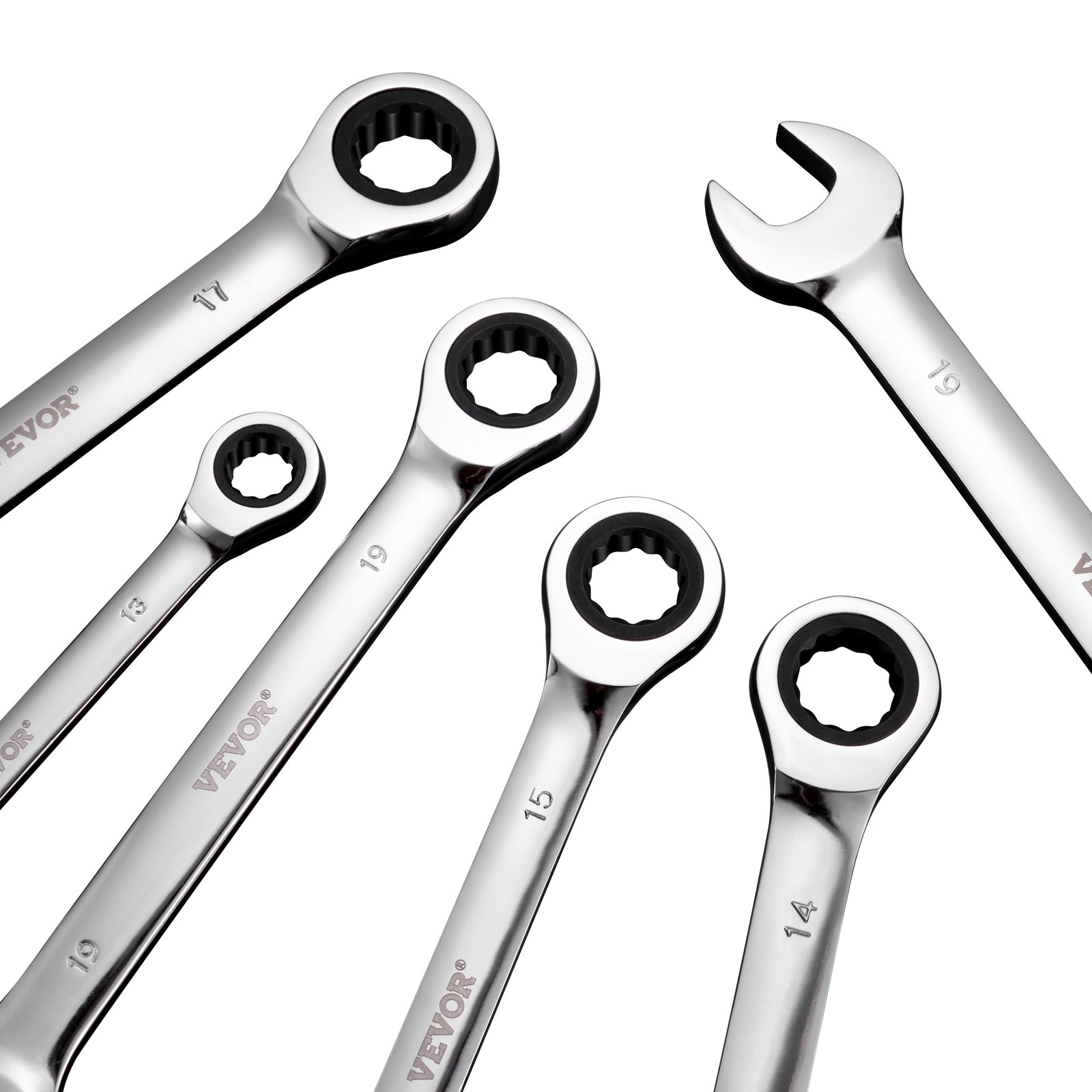 VEVOR Set di Chiavi Combinate da 30 Pezzi, Set di Chiavi a Cricchetto con Organizzatore per Rack, Set di Chiavi in ​​Acciaio Cr-V SAE 1/4" a 1" Sistema Metrico 8 mm a 24 mm per Officina, Emergenza