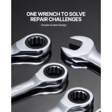 VEVOR Set di Chiavi Combinate da 8 Pezzi, Set di Chiavi a Cricchetto con Organizzatore per Rack, Set di Chiavi in ​​Acciaio Cr-V Metrico da 8 mm a 19 mm per Casa, Garage, Officina, Riparazioni Auto