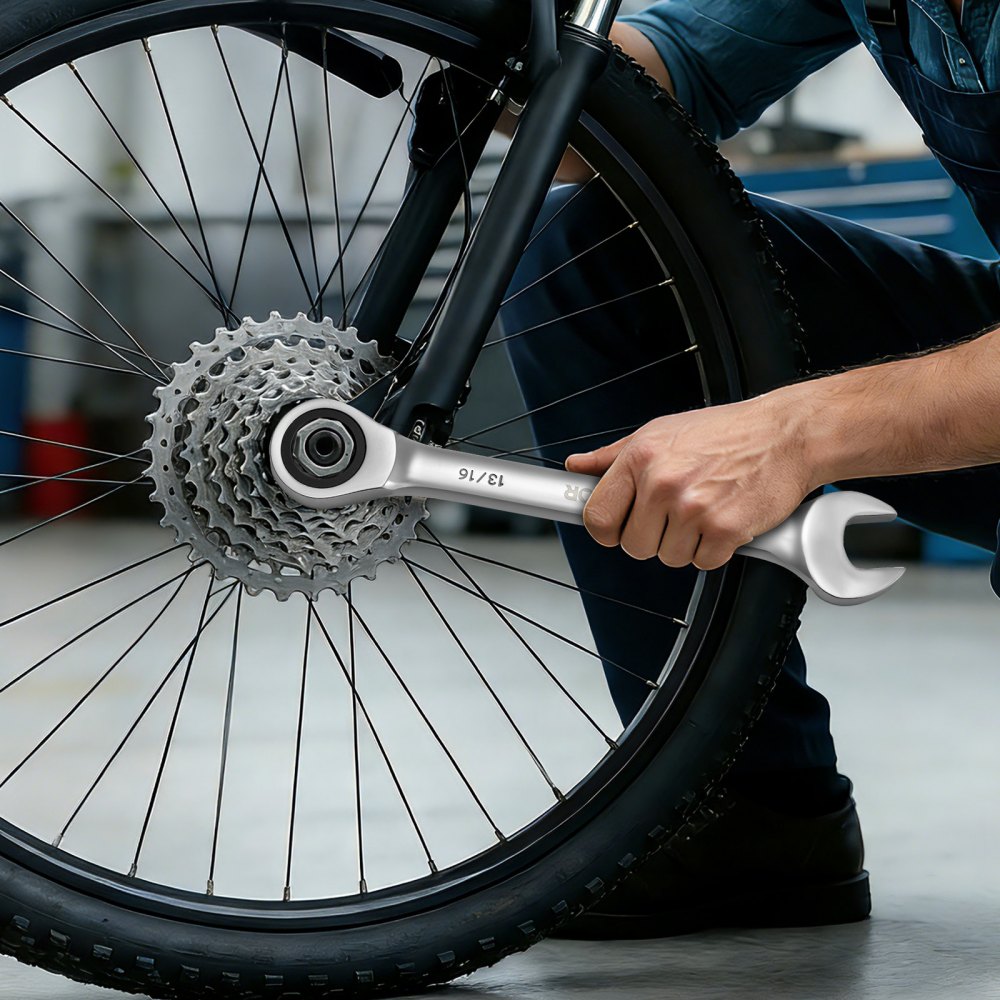 VEVOR Set di Chiavi Combinate a Cricchetto 16 Pezzi, Chiavi a Cricchetto, SAE, Meccanismo a 72 Denti con Profilo Antiscivolo, in Acciaio Cr-V, con Custodia Arrotolabile, per Uso Casa e Auto, Argento