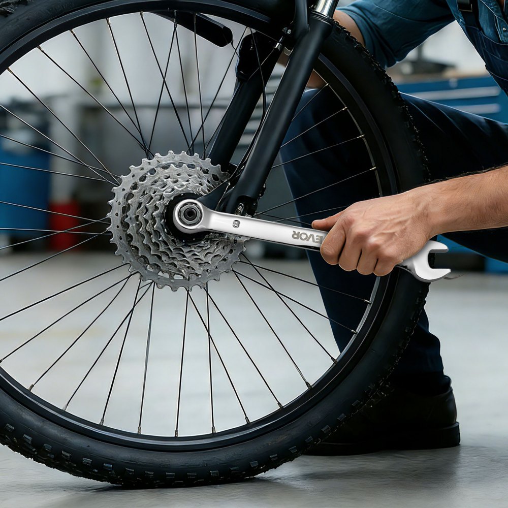 VEVOR Set di Chiavi Combinate a Cricchetto 32 Pezzi, Chiavi a Cricchetto Metriche e SAE, Profilo a 12 Punti e Bocca Angolata a 15°, in Acciaio al Carbonio, con Custodia Arrotolabile, Finitura Argento