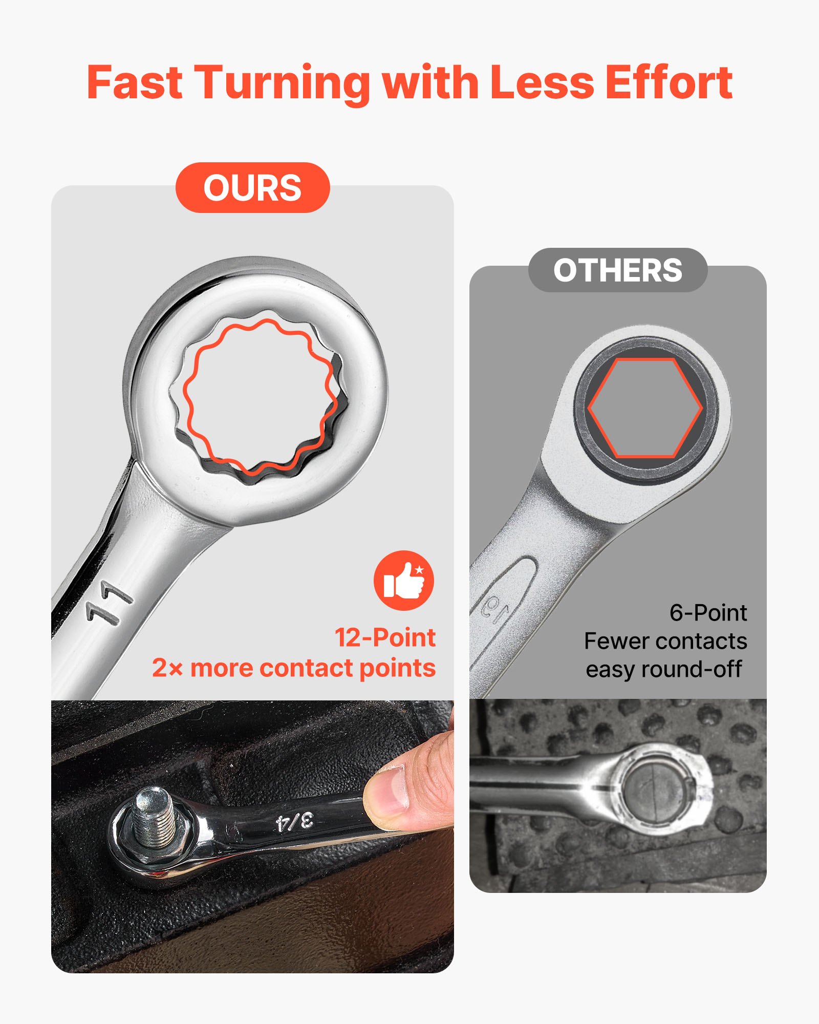 VEVOR Set di Chiavi Combinate a Cricchetto 42 Pezzi, Set di Chiavi a Cricchetto, Metriche e SAE, Profilo a 12 Punti e Bocca Angolata a 15° Antiscivolo, Custodia Robusta, per Uso Casa e Auto, Argento