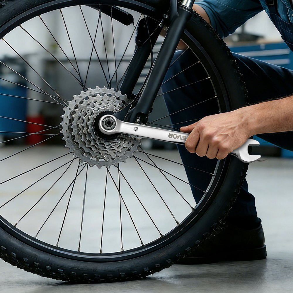 VEVOR Set di Chiavi Combinate a Cricchetto 44 Pezzi, Set di Chiavi a Cricchetto con Misure Metriche e SAE, Profilo a 12 Punti e Bocca Angolata a 15° con Custodia Arrotolabile, Finitura Argento Lucido