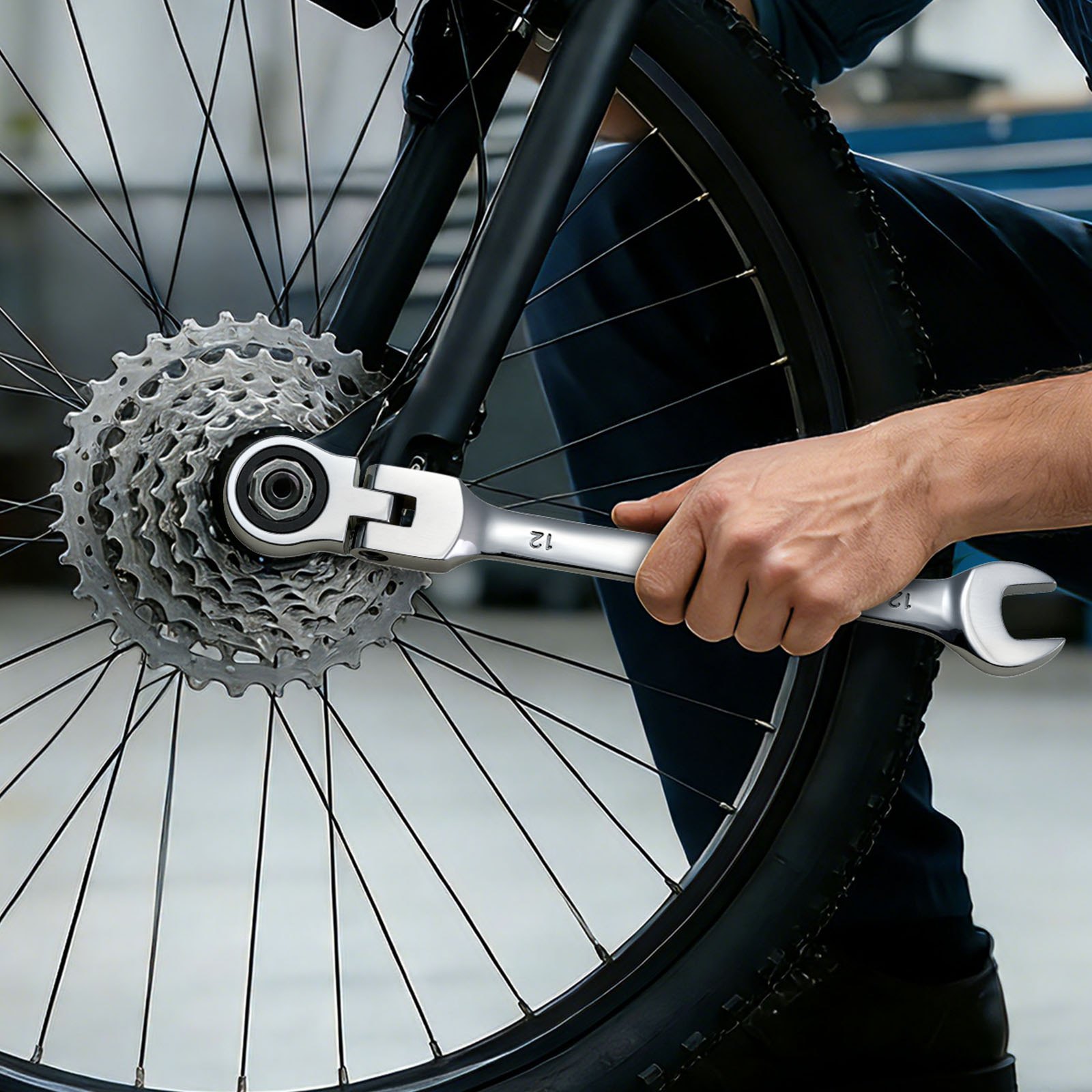 VEVOR Set di Chiavi Combinate a Cricchetto Flessibile 24 Pezzi, Chiavi a Cricchetto con Misure Metriche e SAE, Testa Snodata a 180°, 72 Denti, in Acciaio Cr-V con Custodia per Uso Casa e Auto, Argento