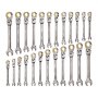 VEVOR Set di Chiavi Combinate a Cricchetto 24 Pezzi, Set di Chiavi a Cricchetto con Misure Metriche e SAE, Testa Snodata a 180°, Meccanismo a 72 Denti, con Custodia per Uso Casa e Auto, Nichel Grigio