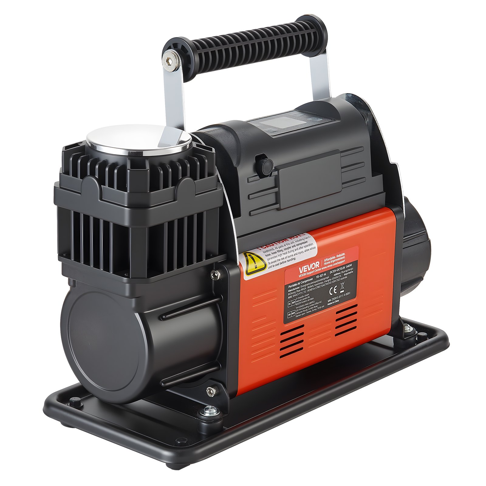 VEVOR Gonfiatore con Pompa d'Aria per Pneumatici 12V, con Arresto Automatico e Display Digitale LCD, Pompa dell'Aria Fuoristrada da 3,36 L/s con Adattatori per Camion, Auto, SUV, Camper