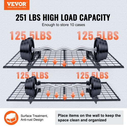 Scaffali Per Garage VEVOR - 2 Pezzi, 91.5x61 Cm, Capacit&agrave; 113.4 Kg, Montaggio A Parete