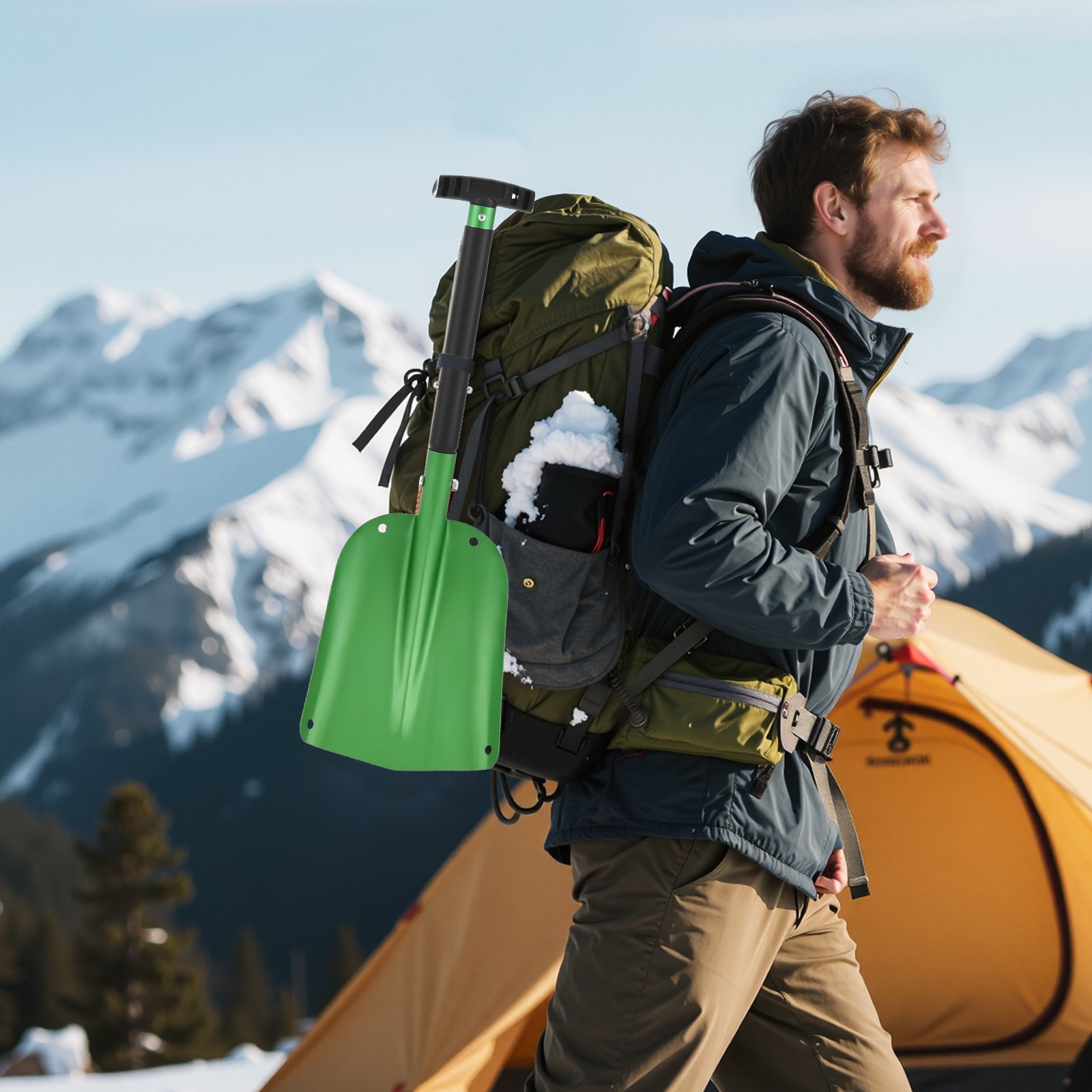 VEVOR Pala da Neve per Vialetto, in Lega di Alluminio Larga 21,5 cm con Manico a Forma di T, Impugnatura Antiscivolo, Strumento Leggero per la Rimozione per Giardino, Campeggio all'Aperto